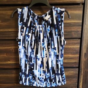 Sleeveless Blue Abstract Print Top - Calvin Klein